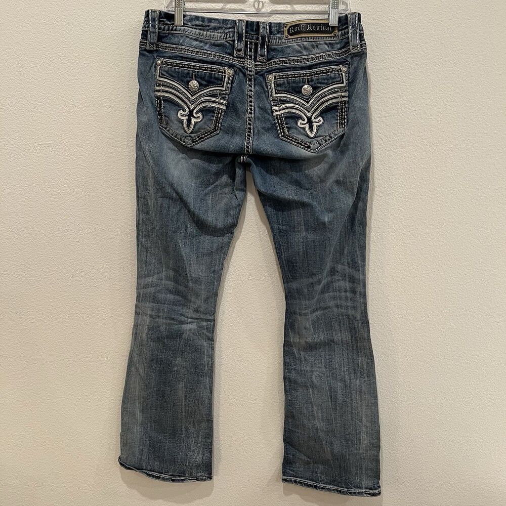 Rock Revival Easy Bootcut Jeans Womens 30x31 Faline Embellished Stretch Denim